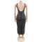 Fashionable women's sexy backless diamond hot stamping suspender bag arm dress