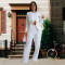 Fashion women's long sleeved jacket, solid color long pants two-piece set, new style
