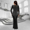 Fashionable women's long sleeved slim fit bag arm hot diamond sexy dress