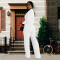 Fashion women's long sleeved jacket, solid color long pants two-piece set, new style