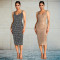 Fashionable women's sexy backless diamond hot stamping suspender bag arm dress