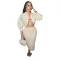 Two piece set of cardigan silhouette sweater with hip wrap skirt