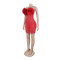 Sexy rhinestone pearl deep V flower elastic slim fit dress