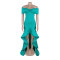 One shoulder strapless, hip hugging, elastic waist cinching, floor mopping lace dress