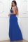 Hanging neck, off shoulder pearl chain decoration, backless split dress