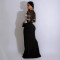 Sexy rhinestone see through patchwork slim fit split elastic dress