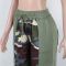 Printed contrasting drawstring printed wide leg floor pants