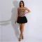 Sexy sequined leopard print strapless mini dress with patchwork