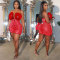 Sexy rhinestone pearl deep V flower elastic slim fit dress