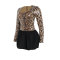 Sexy sequins, leopard print sequins, patchwork contrasting colors, fluffy skirt, mini skirt