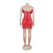 Sexy rhinestone pearl deep V flower elastic slim fit dress