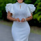 New Fashionable Sexy Lotus Leaf Sleeve Nail Bead Party Dinner Dress African Dress
