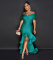 One shoulder strapless, hip hugging, elastic waist cinching, floor mopping lace dress