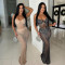Sexy and fashionable sleeveless rhinestone camisole backless slim fit fishtail dress dress