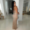 Sexy and fashionable sleeveless rhinestone camisole backless slim fit fishtail dress dress