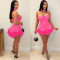 Women's hot stamping, nail bead, sexy mesh, see through nightclub jumpsuit, feather