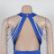 Hanging neck, off shoulder pearl chain decoration, backless split dress