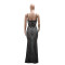 Sexy and fashionable sleeveless rhinestone camisole backless slim fit fishtail dress dress