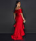 One shoulder strapless, hip hugging, elastic waist cinching, floor mopping lace dress