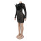 Sexy rhinestone feather see through elastic hip hugging dress