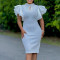 New Fashionable Sexy Lotus Leaf Sleeve Nail Bead Party Dinner Dress African Dress