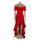 One shoulder strapless, hip hugging, elastic waist cinching, floor mopping lace dress