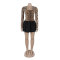 Sexy sequins, leopard print sequins, patchwork contrasting colors, fluffy skirt, mini skirt