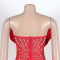 Sexy rhinestone pearl deep V flower elastic slim fit dress