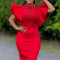 New Fashionable Sexy Lotus Leaf Sleeve Nail Bead Party Dinner Dress African Dress