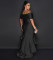 One shoulder strapless, hip hugging, elastic waist cinching, floor mopping lace dress