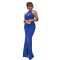 Hanging neck, off shoulder pearl chain decoration, backless split dress