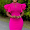 New Fashionable Sexy Lotus Leaf Sleeve Nail Bead Party Dinner Dress African Dress