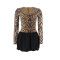 Sexy sequins, leopard print sequins, patchwork contrasting colors, fluffy skirt, mini skirt