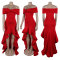 One shoulder strapless, hip hugging, elastic waist cinching, floor mopping lace dress