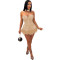 Women's hot stamping, nail bead, sexy mesh, see through nightclub jumpsuit, feather