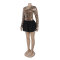 Sexy sequins, leopard print sequins, patchwork contrasting colors, fluffy skirt, mini skirt