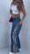 Fashionable design jeans sexy spicy girl zipper slit leopard print splicing high waist wide leg pants for women