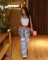 Women's fashion, individuality, street fashion, versatile features, bottle cap, perforated jeans, straight leg pants