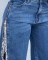 Fashionable design jeans sexy spicy girl zipper slit leopard print splicing high waist wide leg pants for women