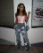 Y2k street hot girl bow washed ripped jeans pants JEANS