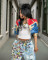 Women's fashion, individuality, street fashion, versatile features, bottle cap, perforated jeans, straight leg pants