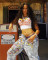 Women's fashion, individuality, street fashion, versatile features, bottle cap, perforated jeans, straight leg pants