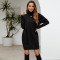 Women's simple and fashionable high neck long sleeved short sweater overnight skirt