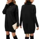 Women's simple and fashionable high neck long sleeved short sweater overnight skirt