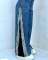 Fashionable design jeans sexy spicy girl zipper slit leopard print splicing high waist wide leg pants for women