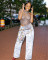 Women's fashion, individuality, street fashion, versatile features, bottle cap, perforated jeans, straight leg pants