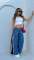 Fashionable design jeans sexy spicy girl zipper slit leopard print splicing high waist wide leg pants for women
