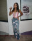 Y2k street hot girl bow washed ripped jeans pants JEANS