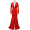 Women's solid color sexy V-neck slit temperament bag hip long skirt dress