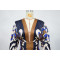 Hot selling color printed sexy V-neck long sleeved slit dress long skirt